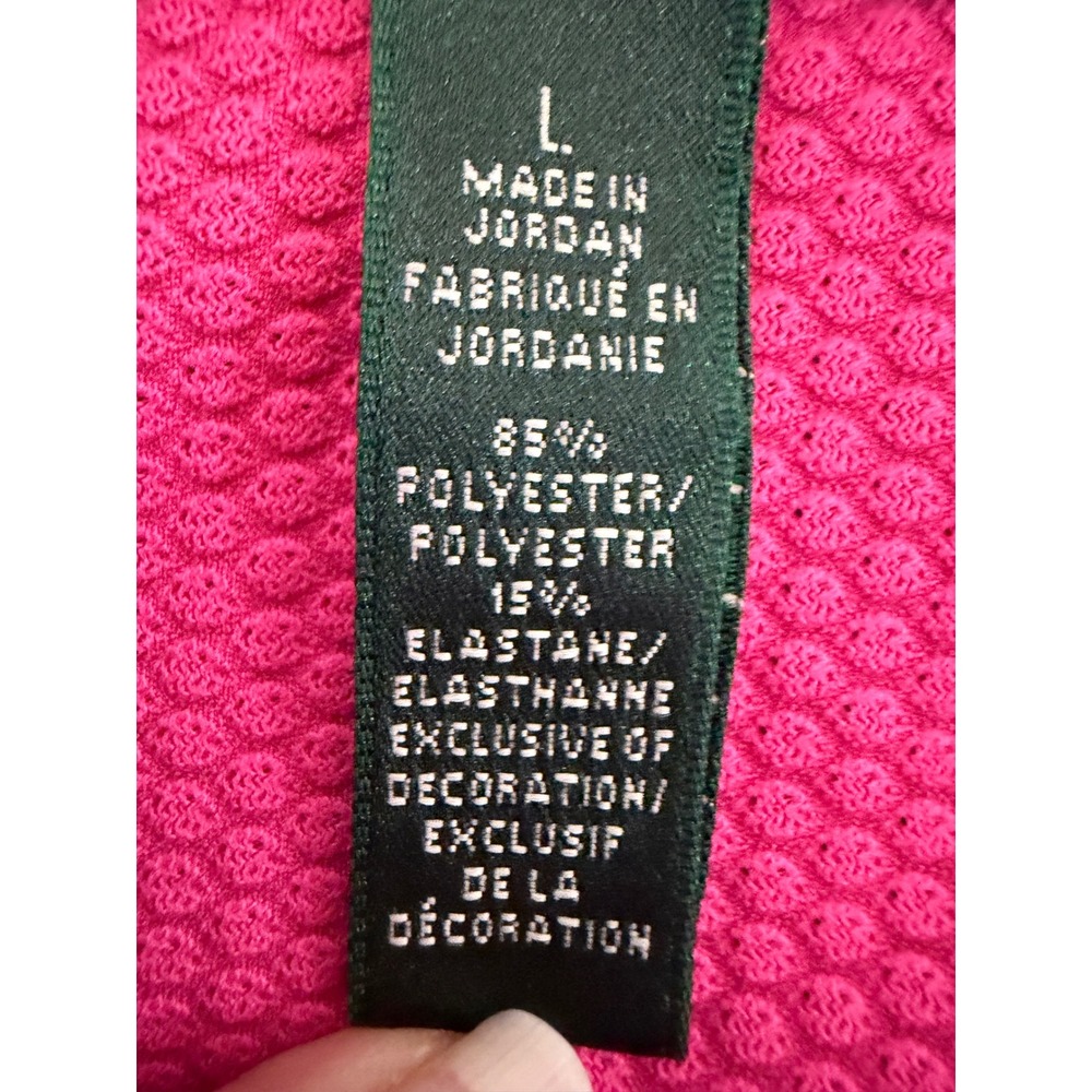 Lauren‎ Ralph Lauren Active Pullover Women Large Pink Quarter Zip Waffle Knit - Picture 8 of 10